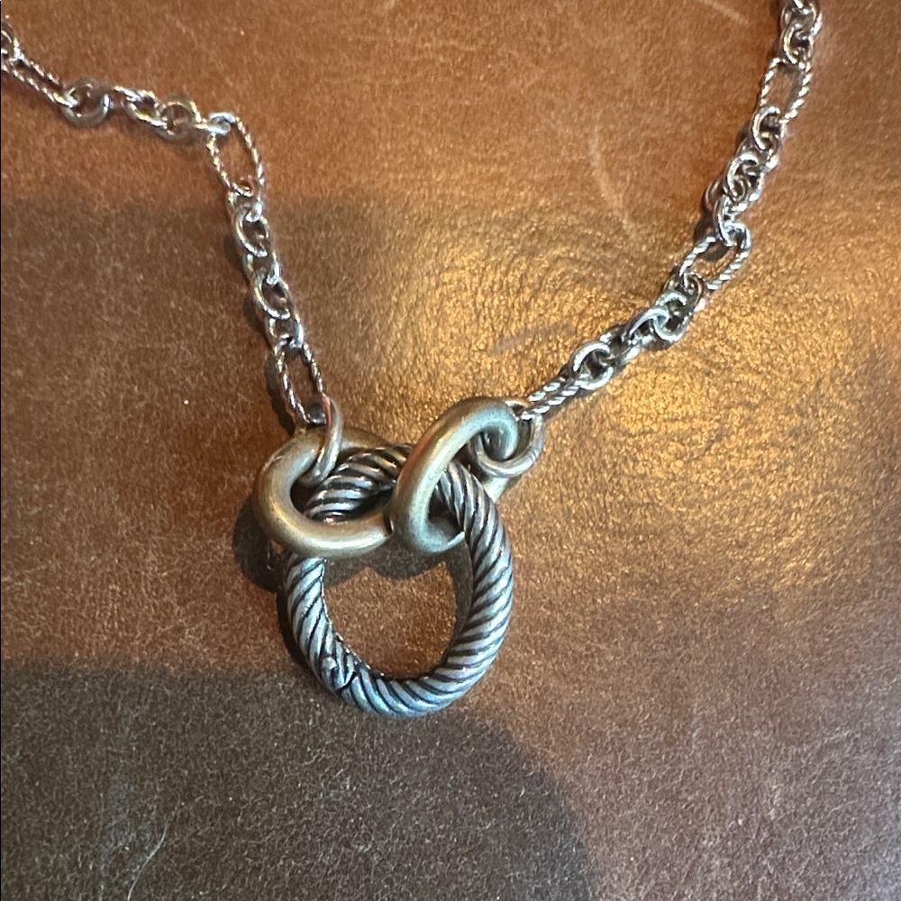 James Avery Bronze and 925 Sterling Silver Oval Twist Charm Holder Necklace - Picture 3 of 3